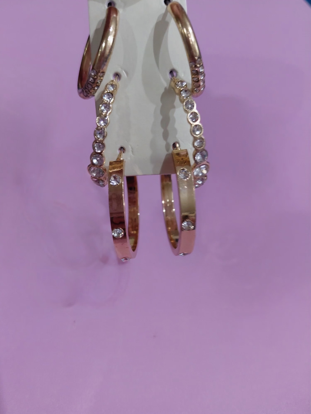 No Boundries New Gold-Tone Crystal Hoop Earrings - Elegant Women Jewelry